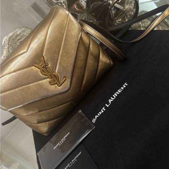 Saint Laurent Handbags - Saint Laurent Gold mini lou lou bag